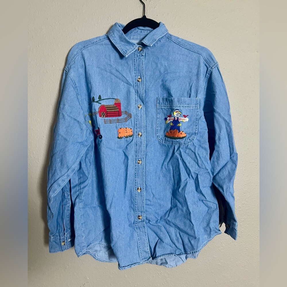 Vintage Solutions Embroidered Denim Shirt